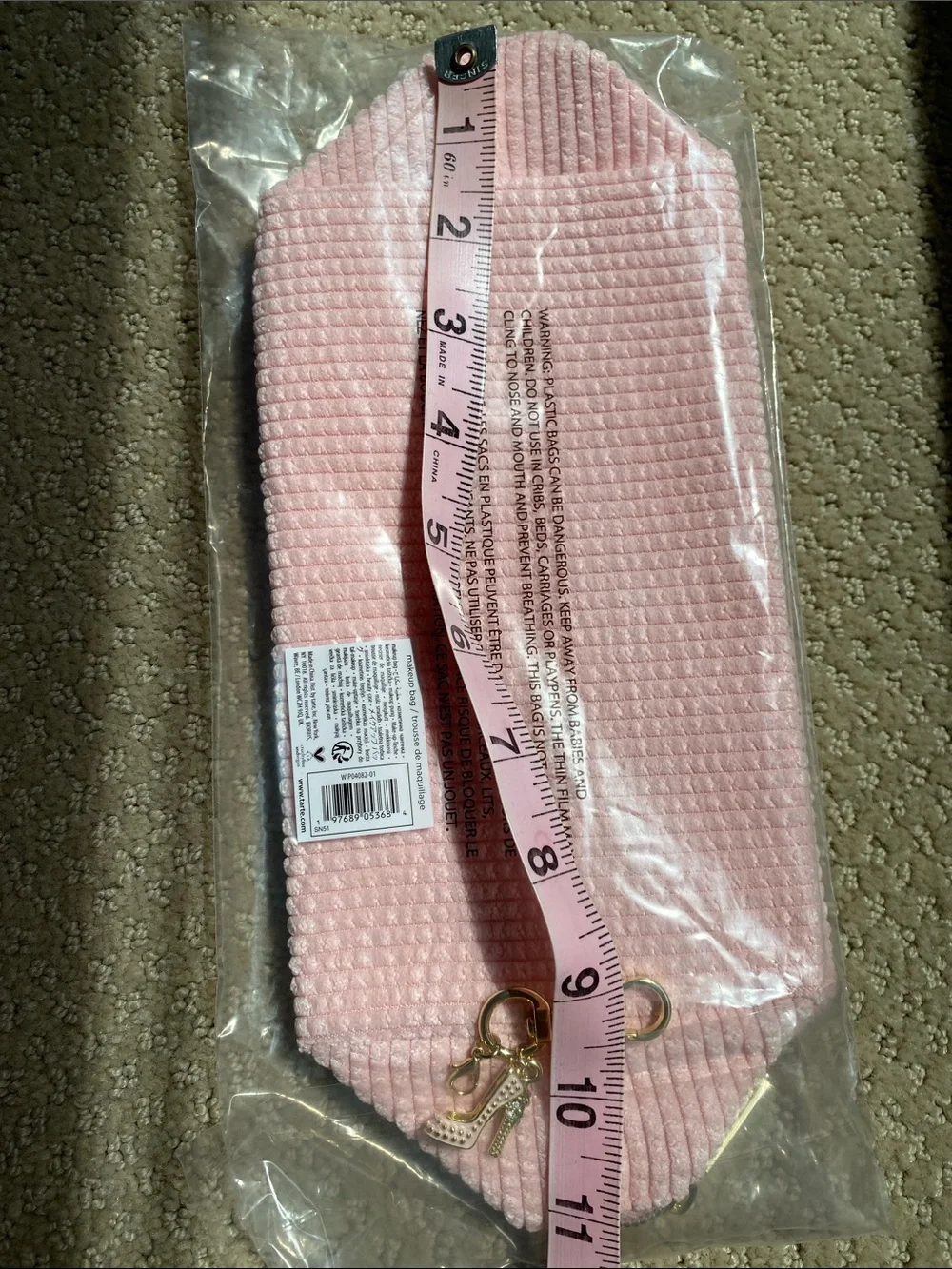 Tarte Pink Corduroy Cosmetic Pouch